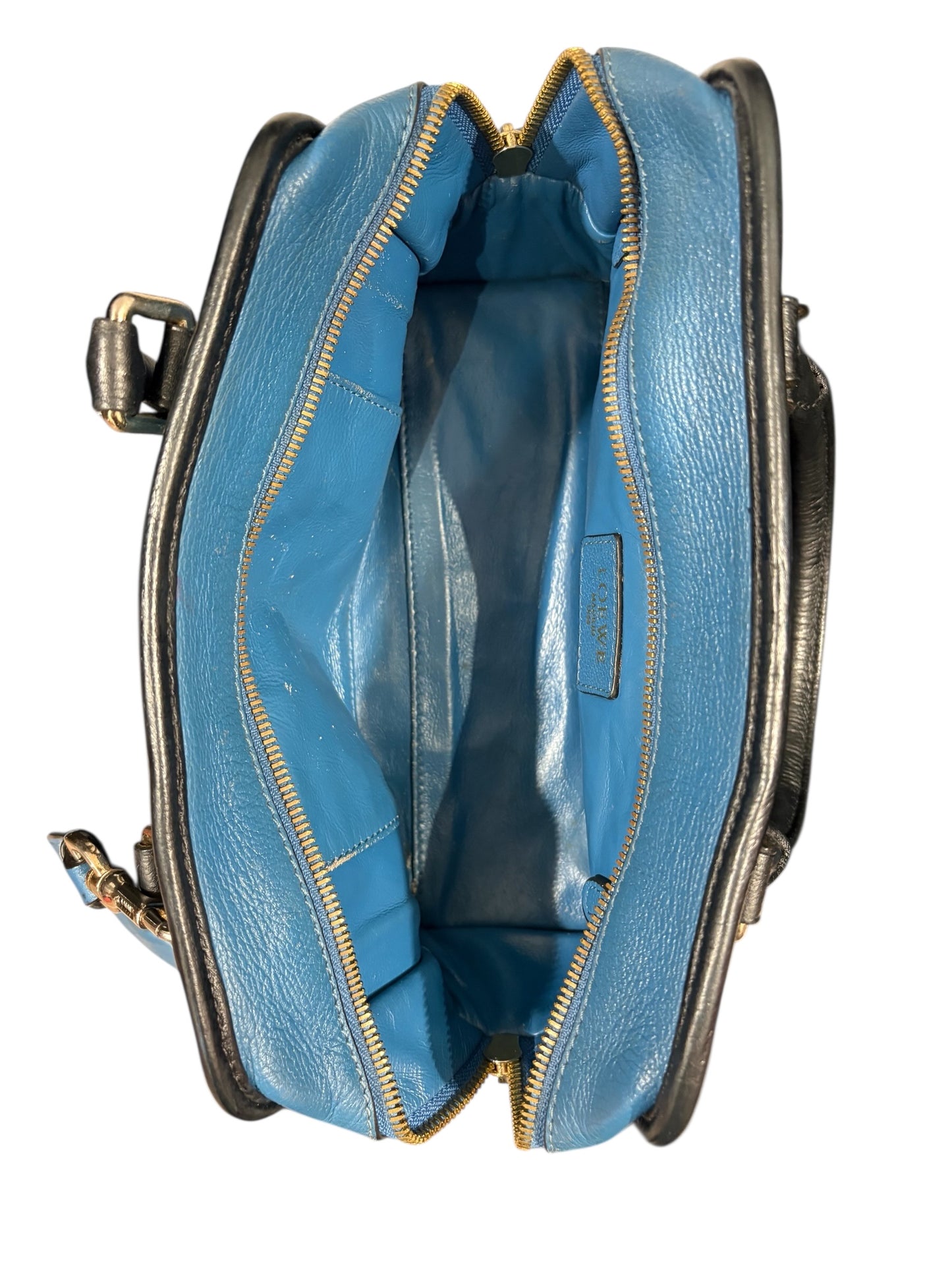 Sac Loewe en cuir – bleu & finitions contrastées