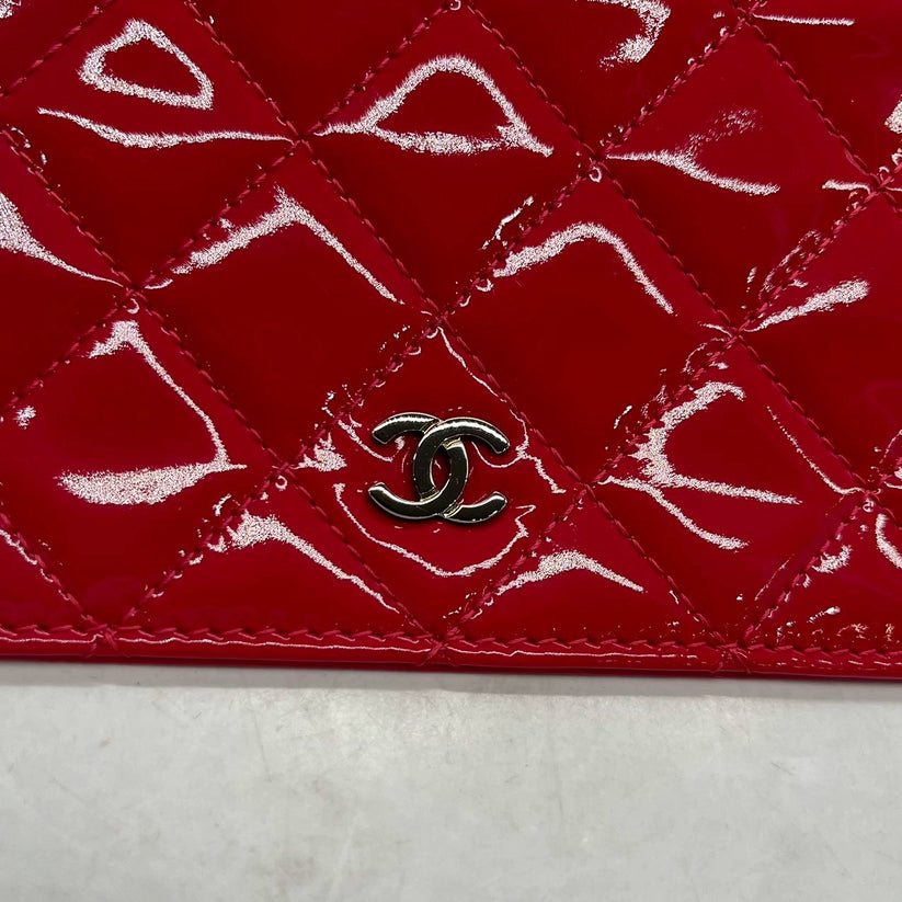 Wallet On Chain Chanel Rose en Cuir Verni