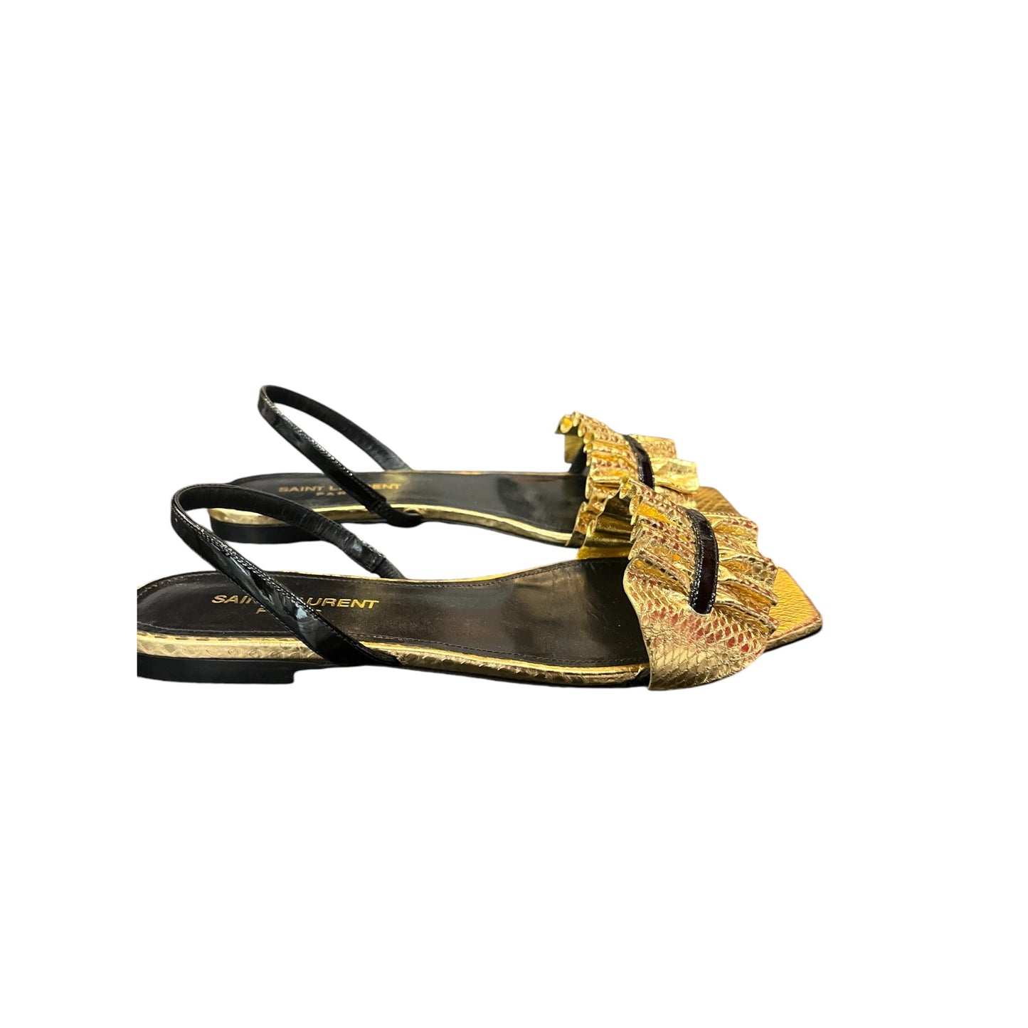 Sandales Doré et noir Saint Laurent