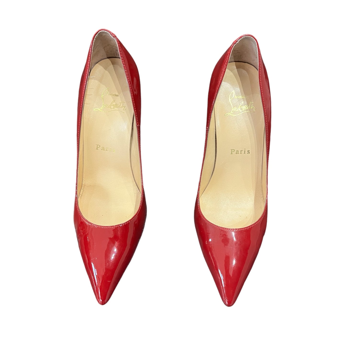 Escarpins Louboutin en cuir verni rouge