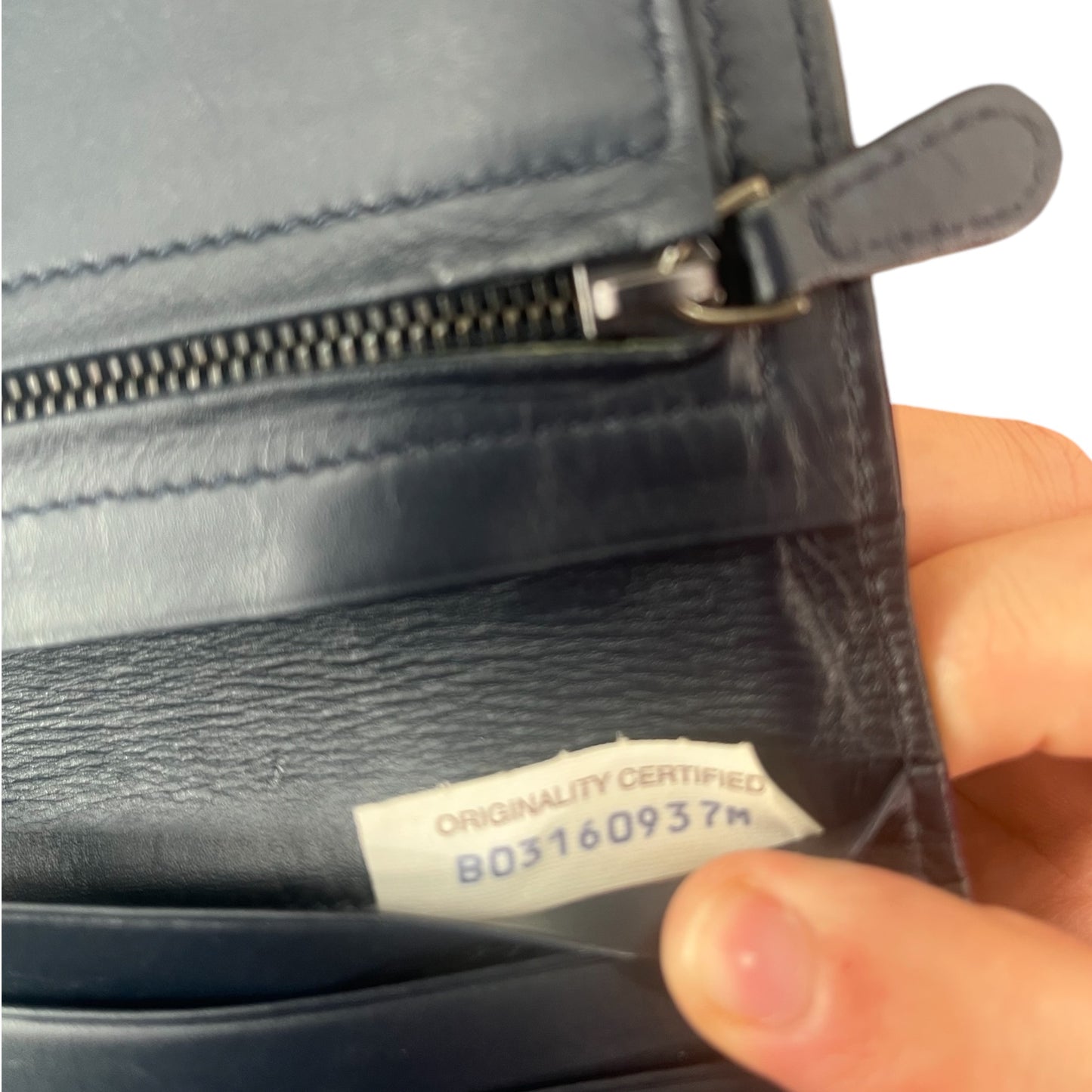 Portefeuille Fin Grand Format Bottega Veneta Bleu foncé