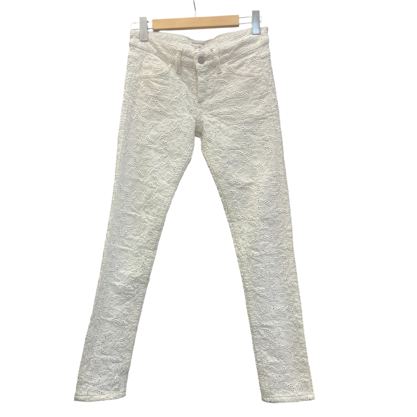 Pantalon slim en dentelle blanche Isabel Marant