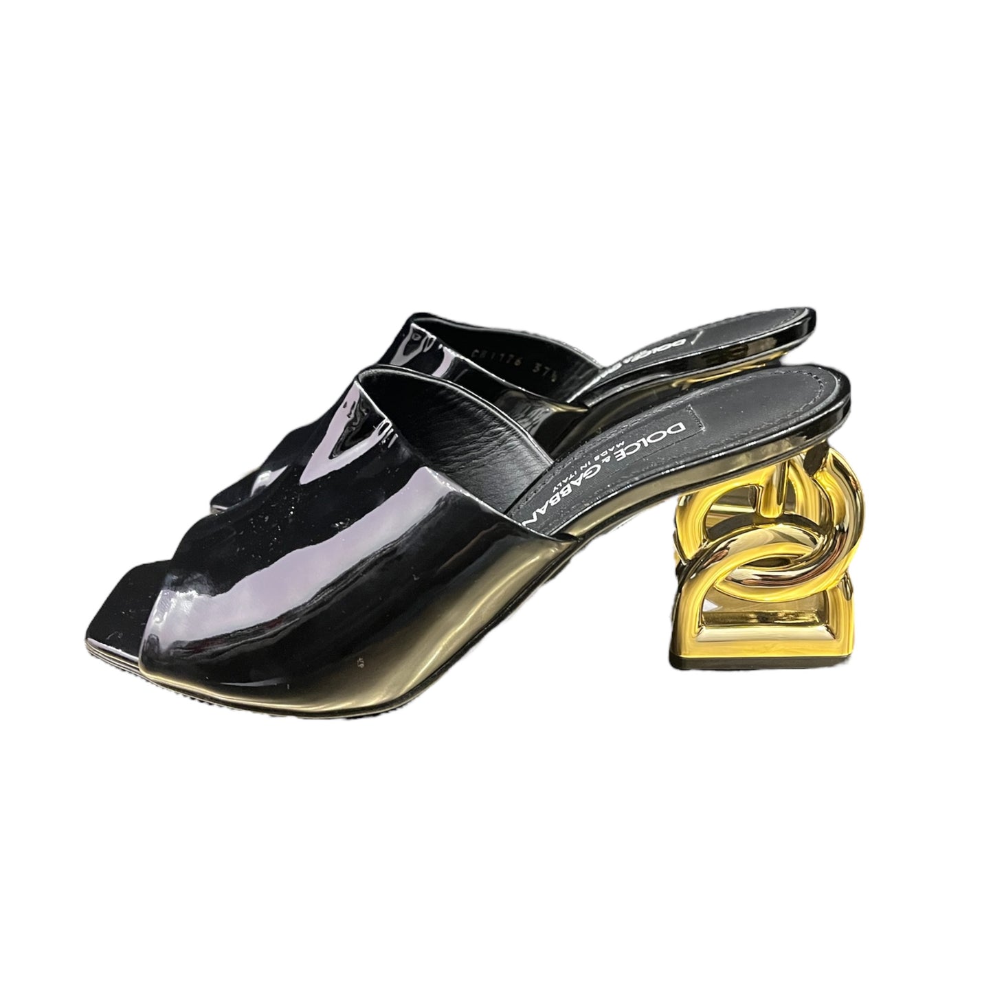 Mules en cuir verni noir Dolce & Gabbana