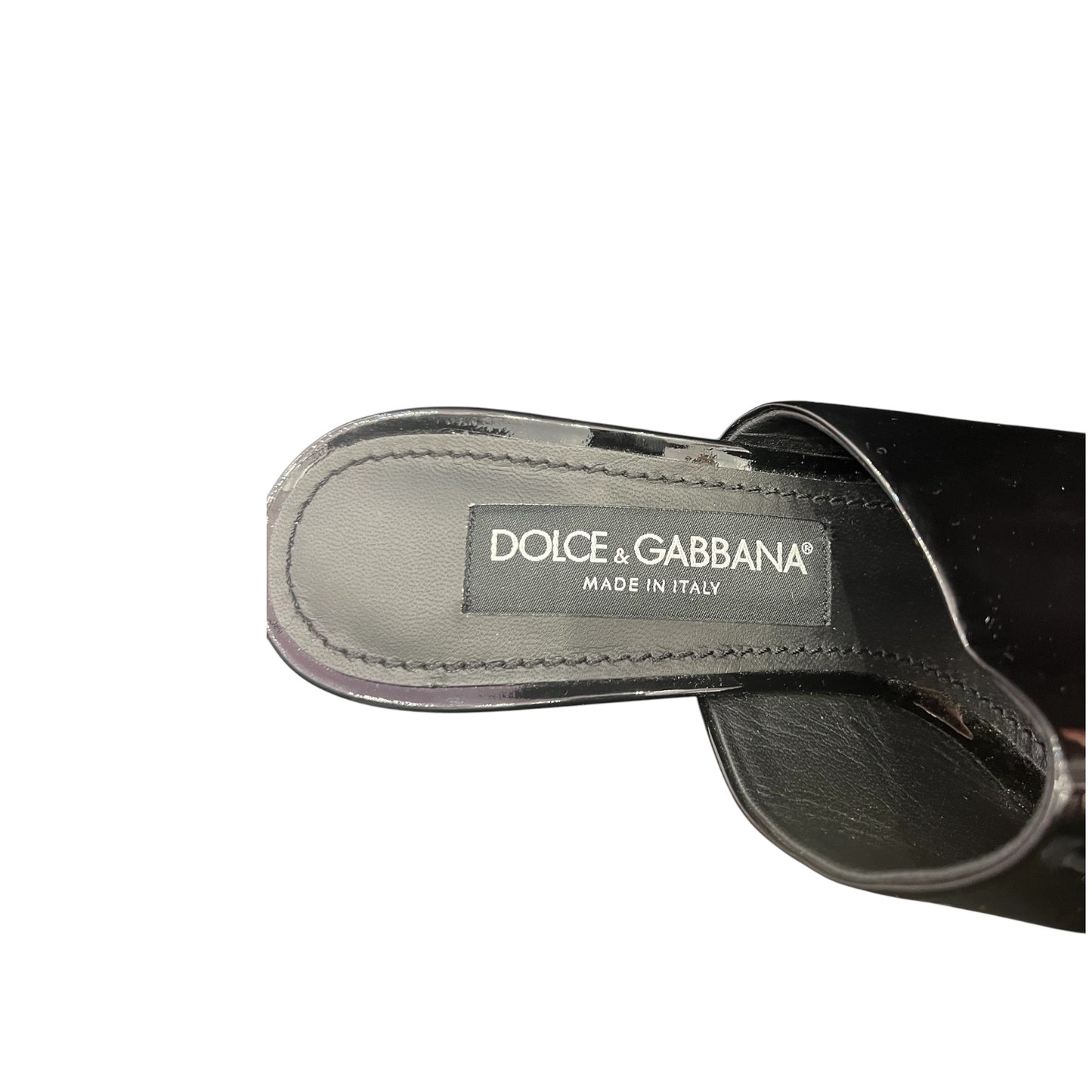 Mules en cuir verni noir Dolce & Gabbana