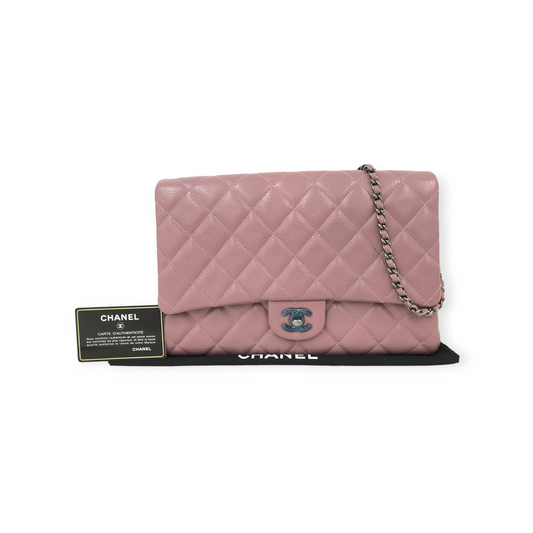 Sac Chanel Matelassé Rose en Cuir Caviar