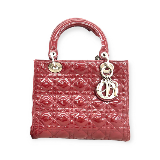 Sac Lady Dior en Cuir Verni Rose