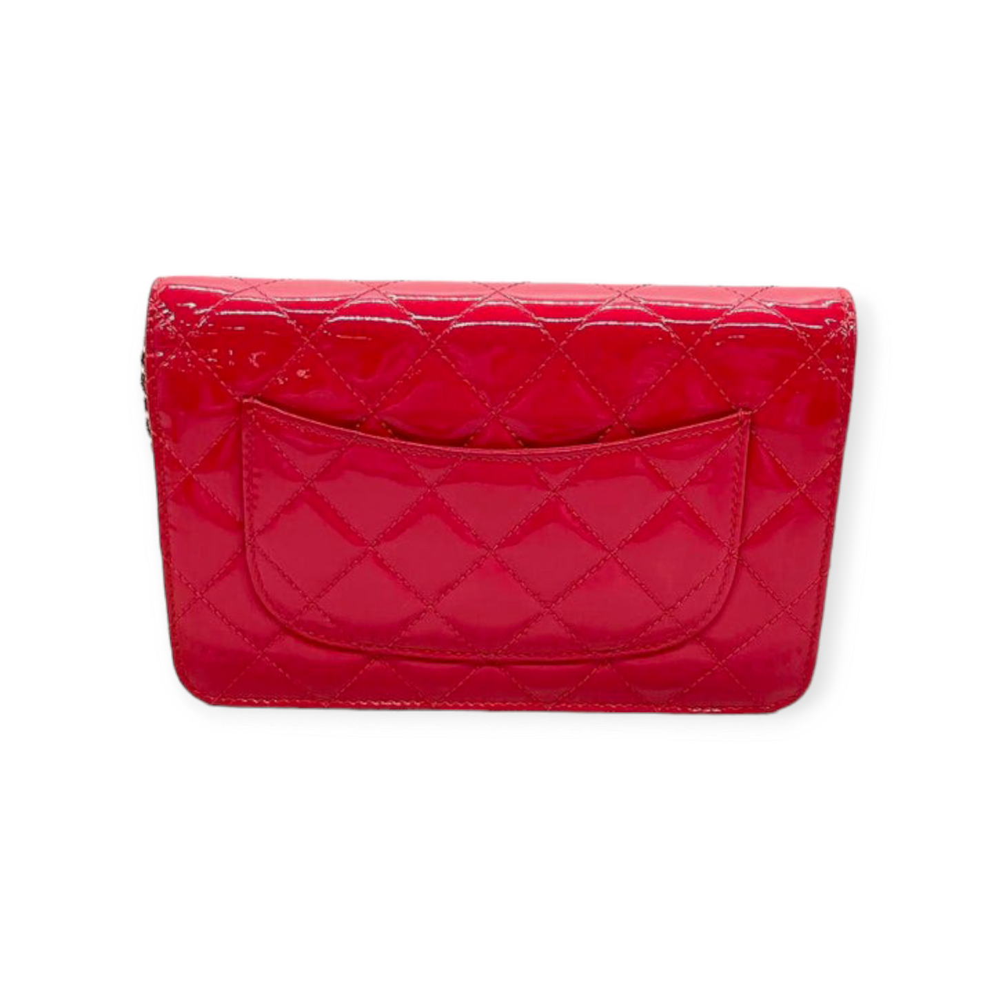 Wallet On Chain Chanel Rose en Cuir Verni