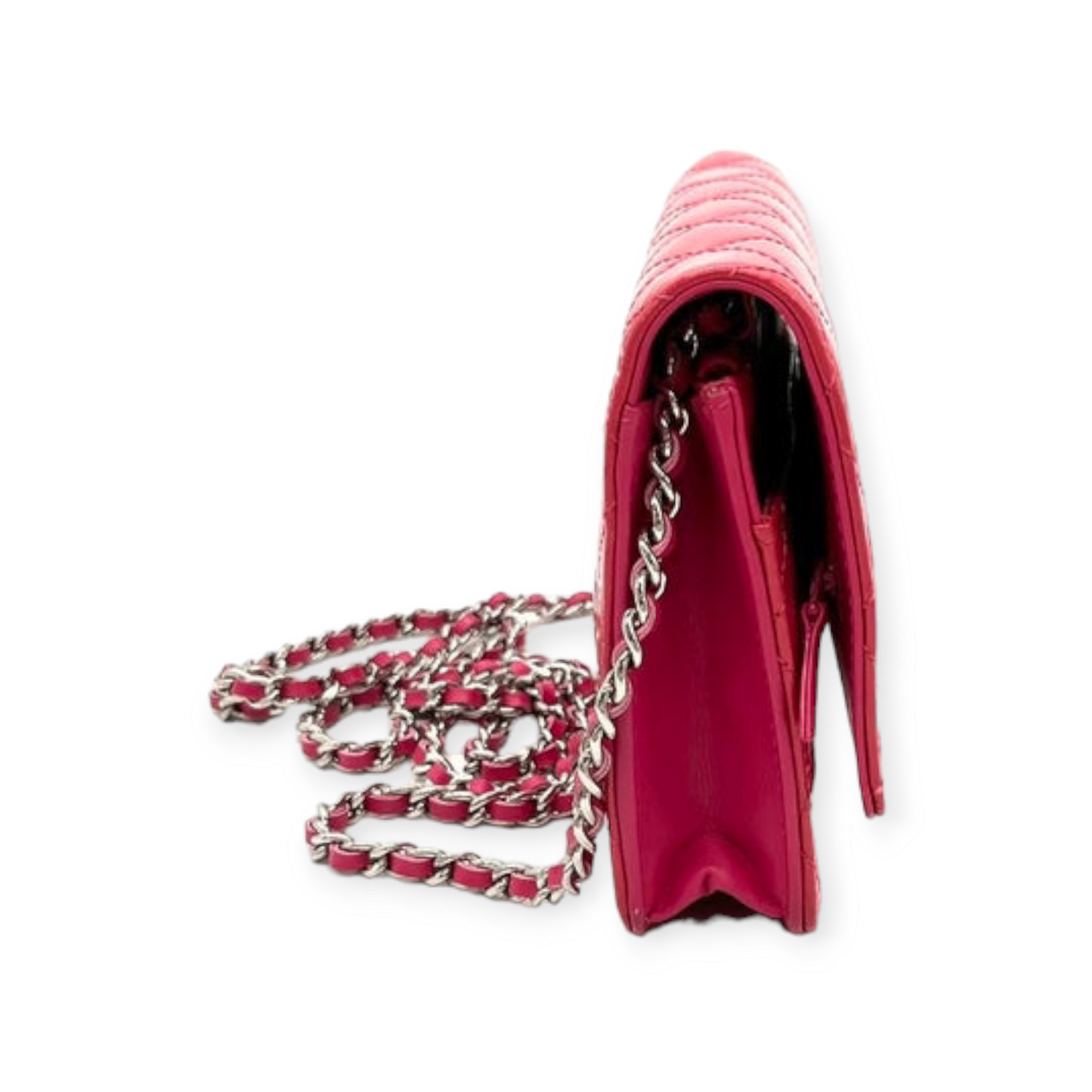 Wallet On Chain Chanel Rose en Cuir Verni
