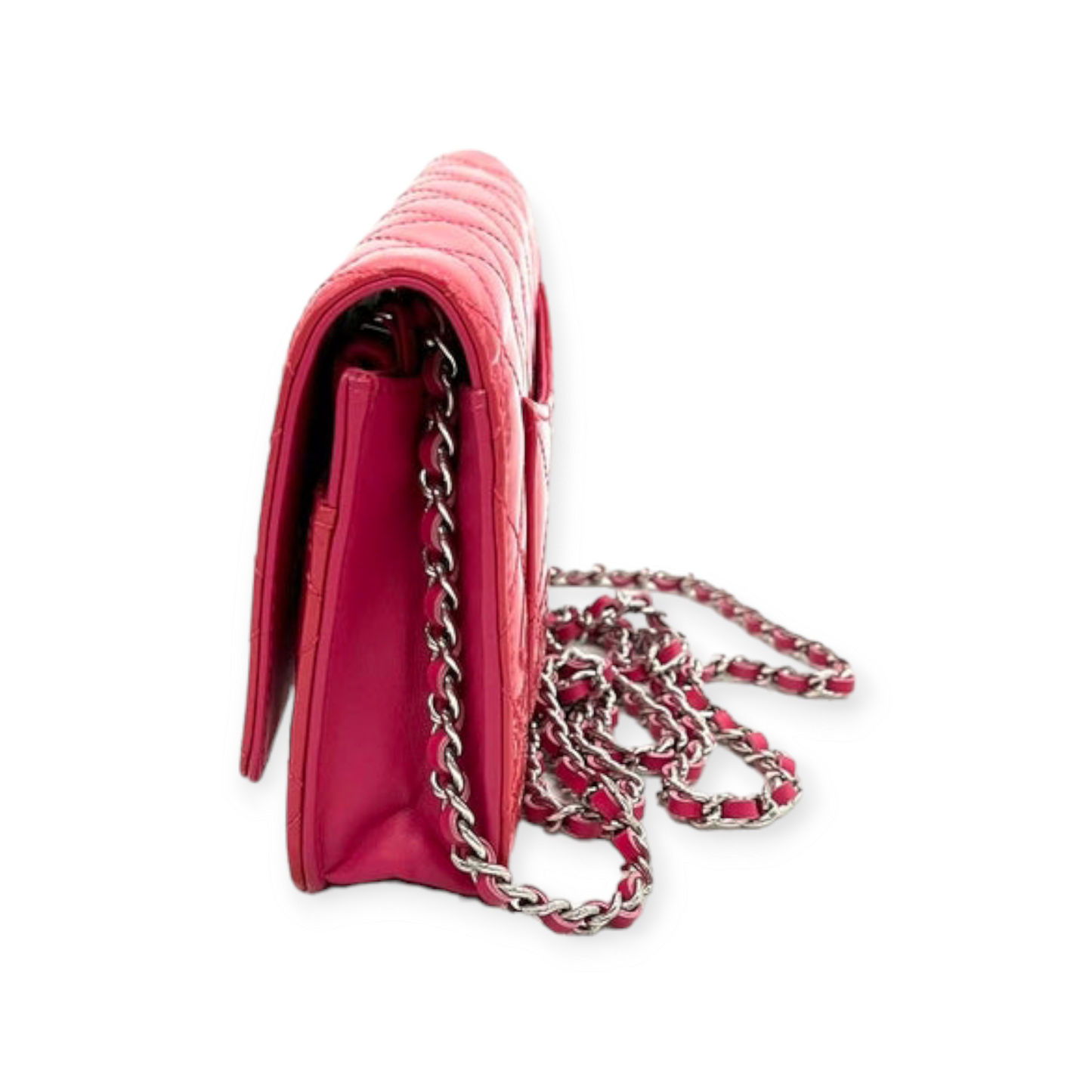 Wallet On Chain Chanel Rose en Cuir Verni