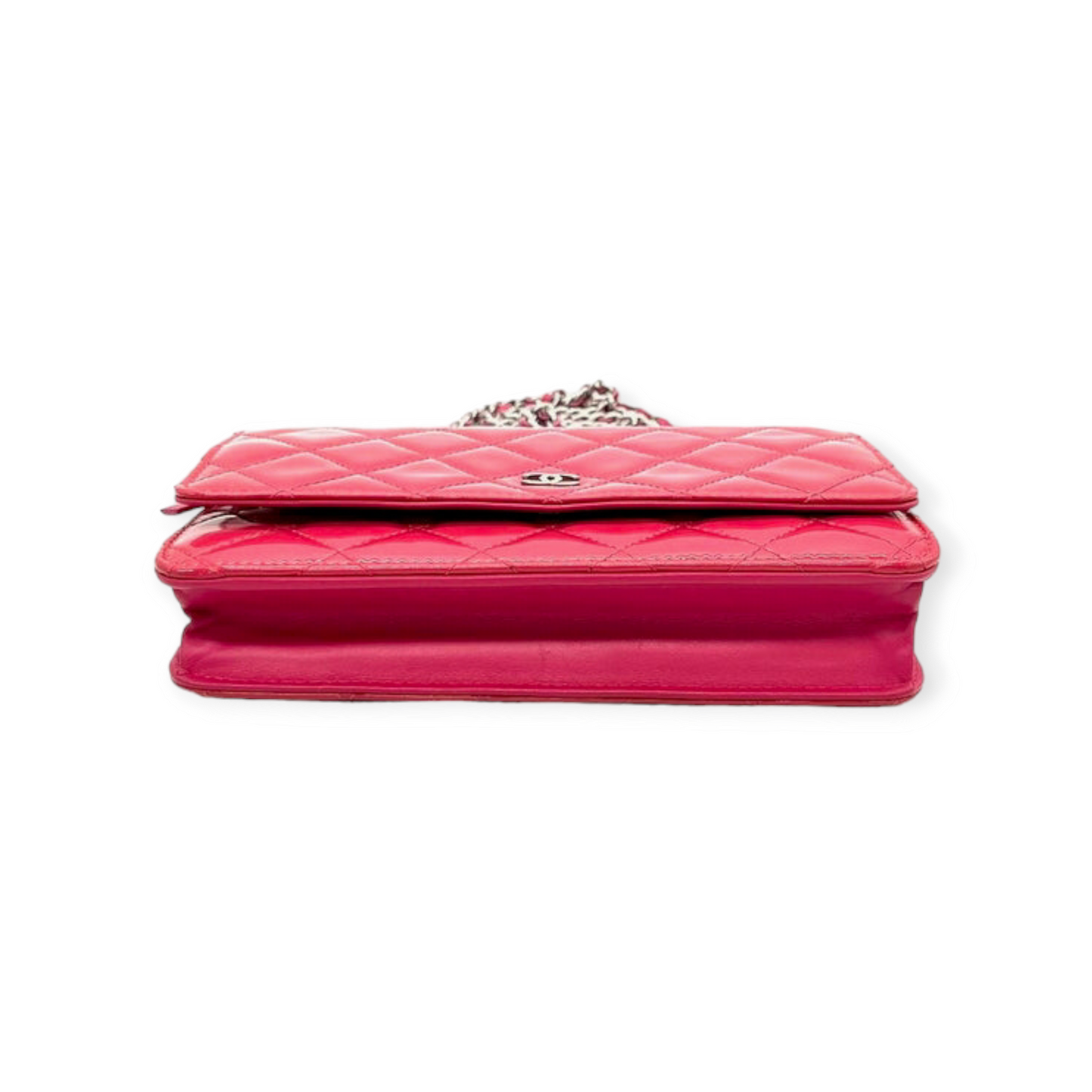 Wallet On Chain Chanel Rose en Cuir Verni