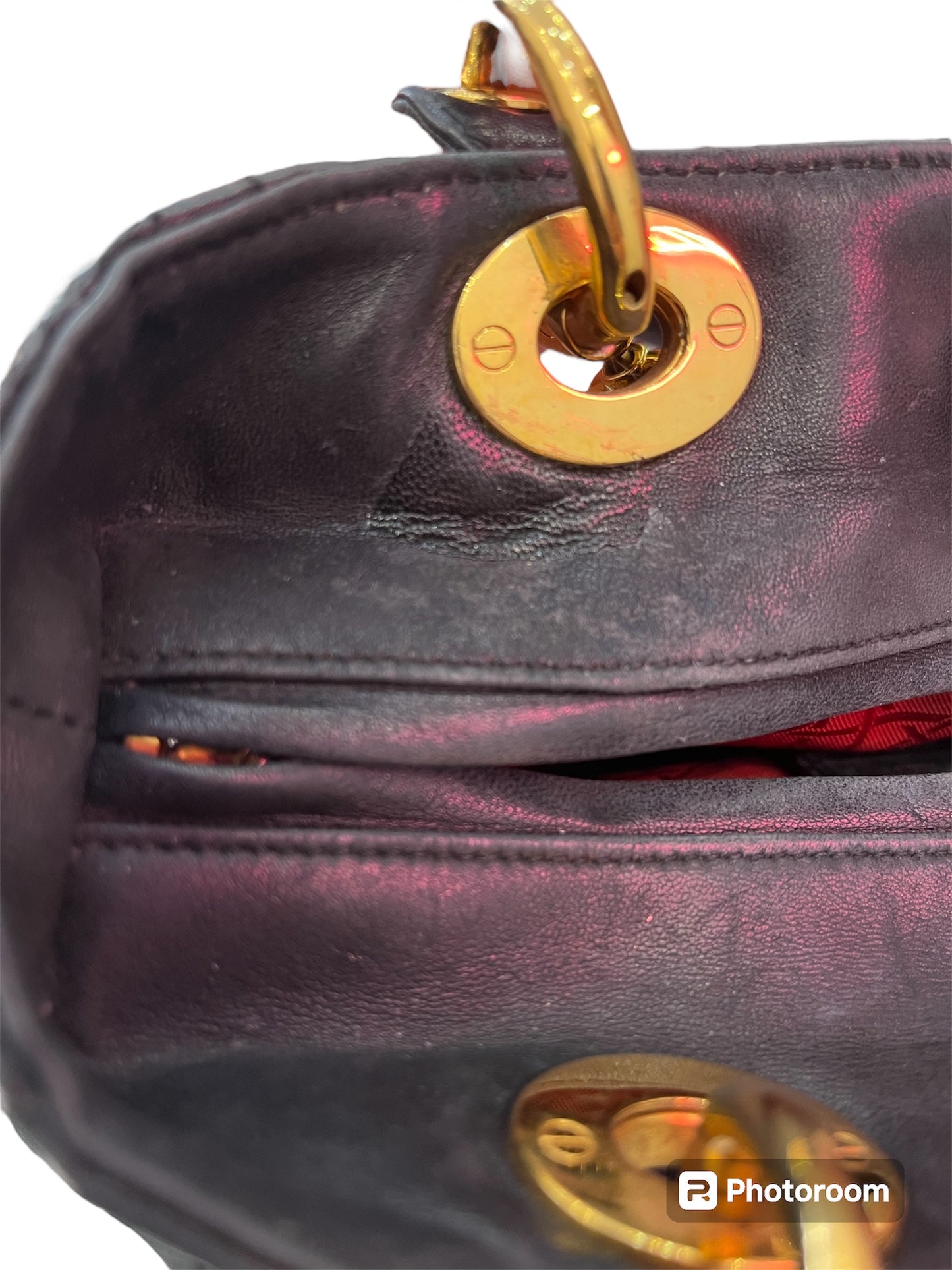 Sac à main Lady Dior vintage en cuir noir
