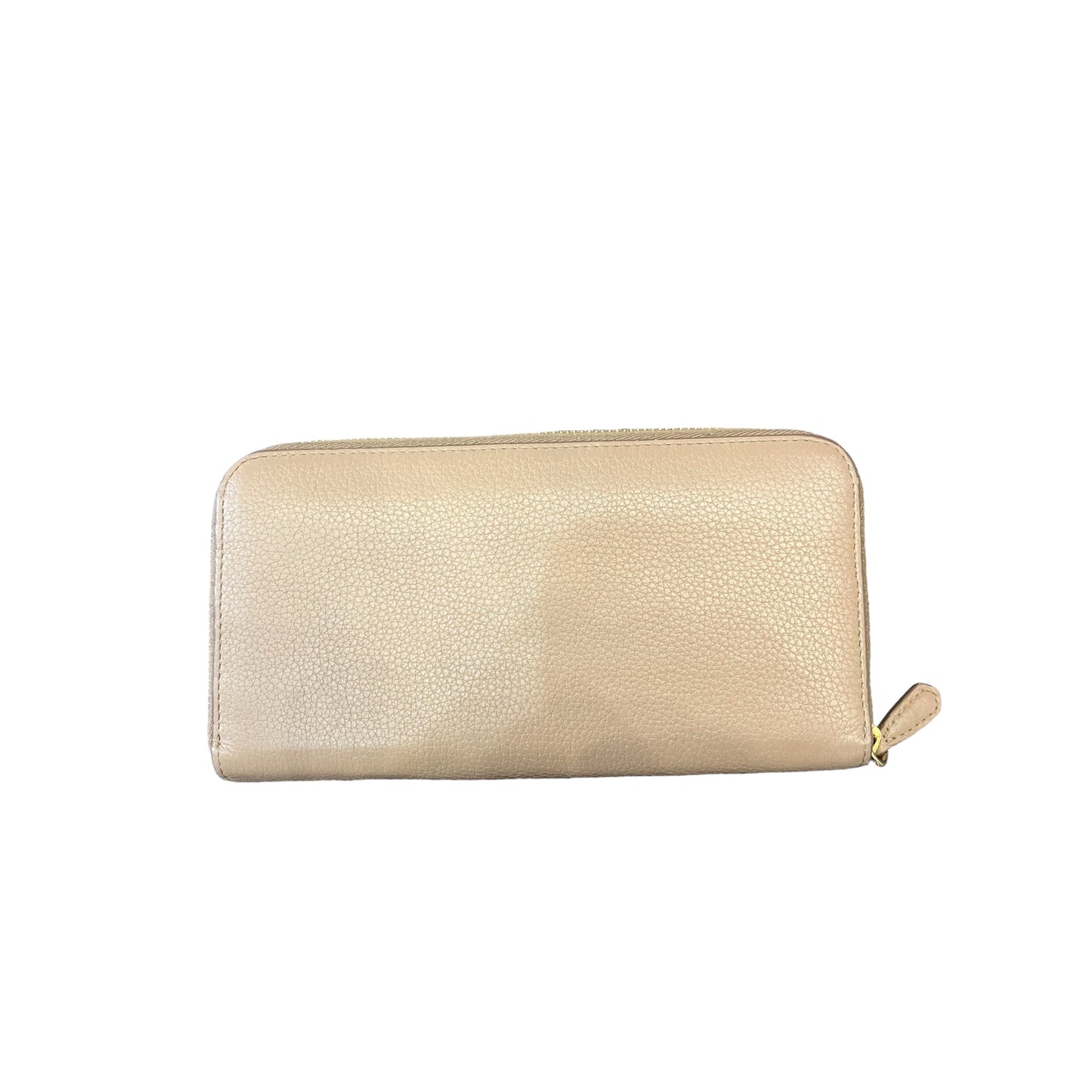 Grand portefeuille beige en cuir Saffiano Prada