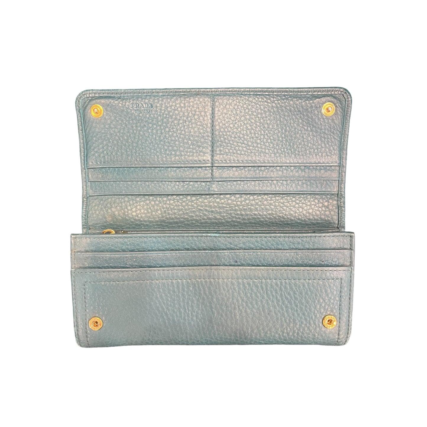 Portefeuille Prada vert en cuir