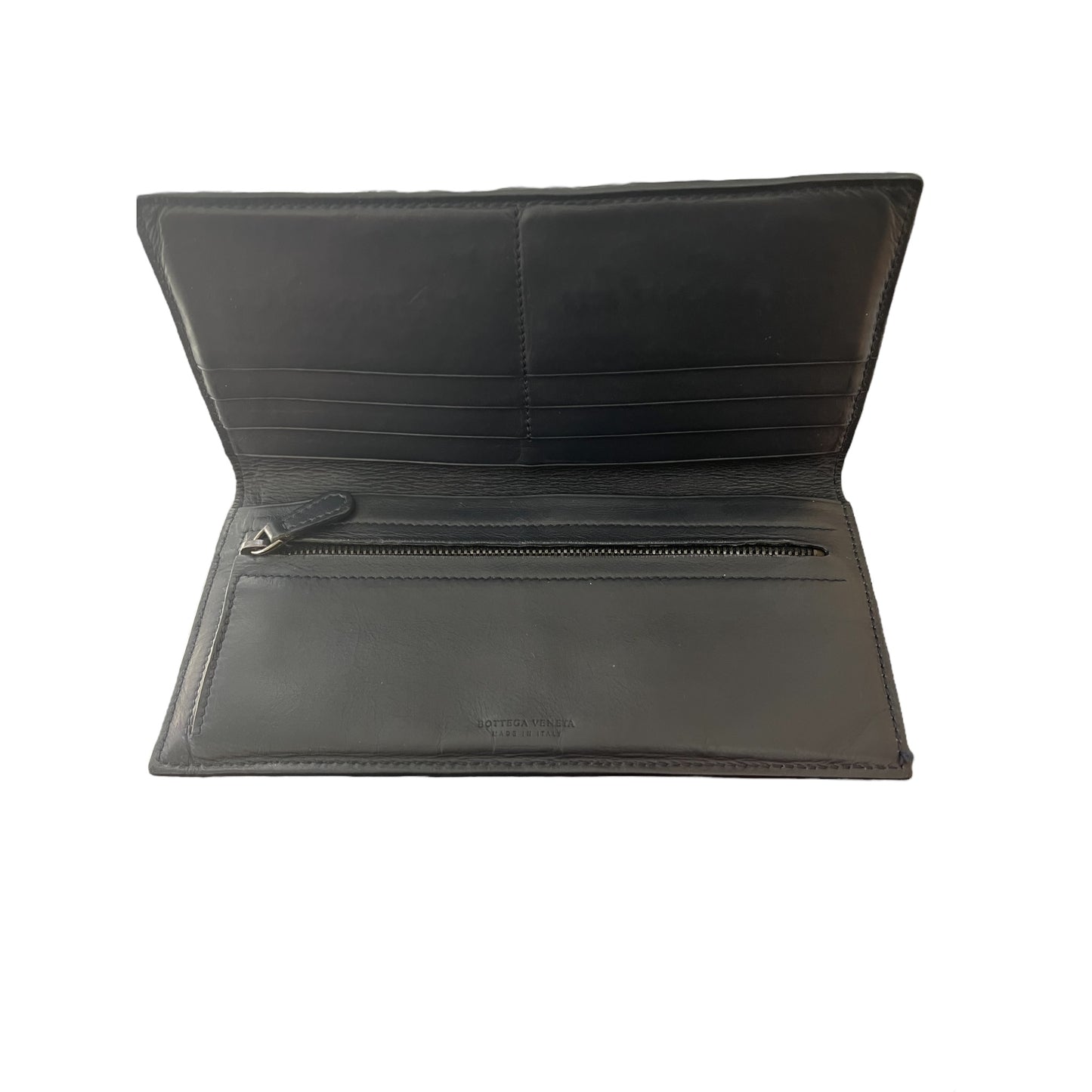 Portefeuille Fin Grand Format Bottega Veneta Bleu foncé