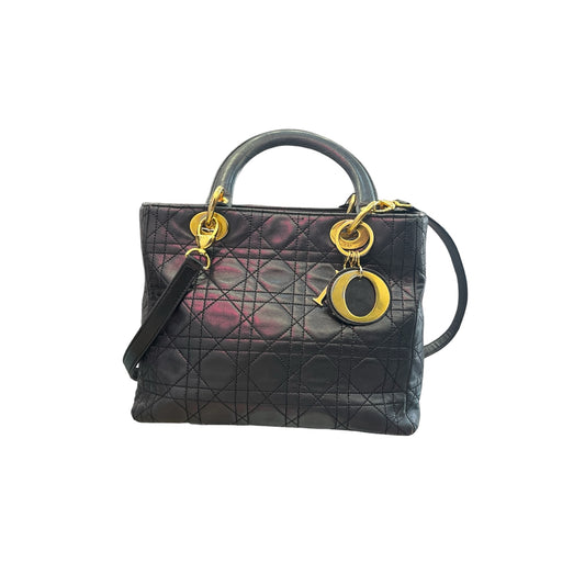 Sac à main Lady Dior vintage en cuir noir