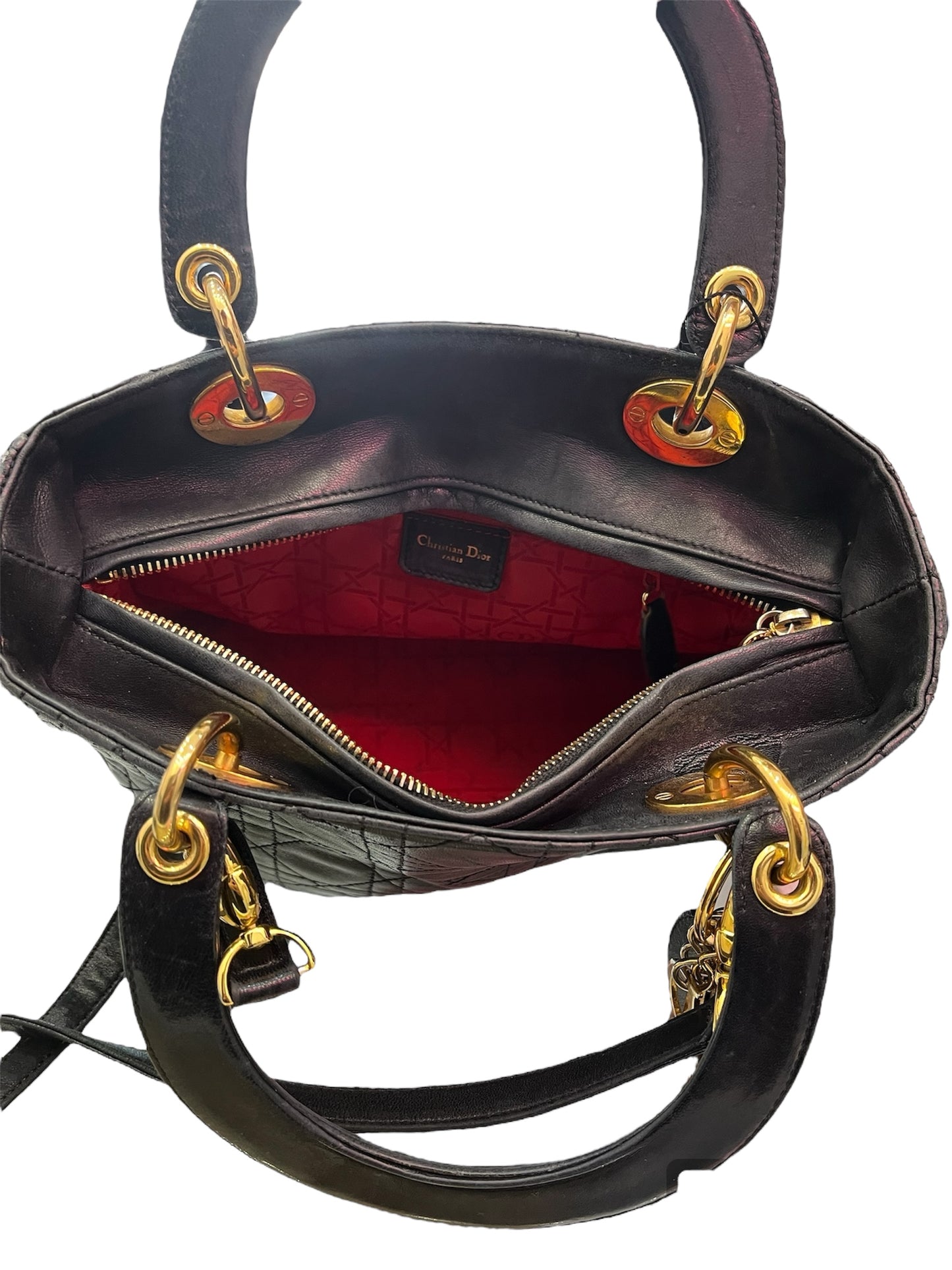 Sac à main Lady Dior vintage en cuir noir