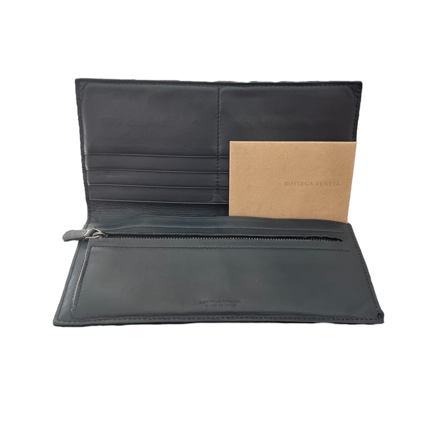 Portefeuille Fin Grand Format Bottega Veneta Bleu foncé