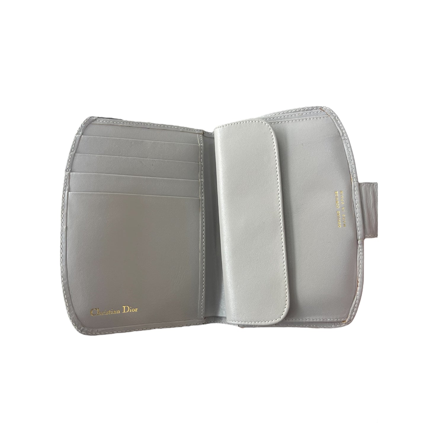 Portefeuille Bi-Fold gris en cuir Dior