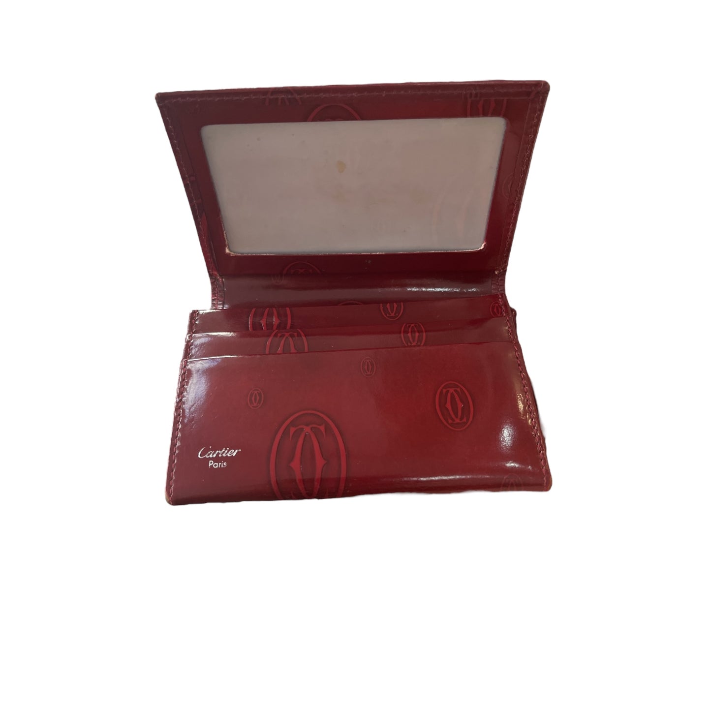 Porte-carte Cartier en cuir verni Bordeaux