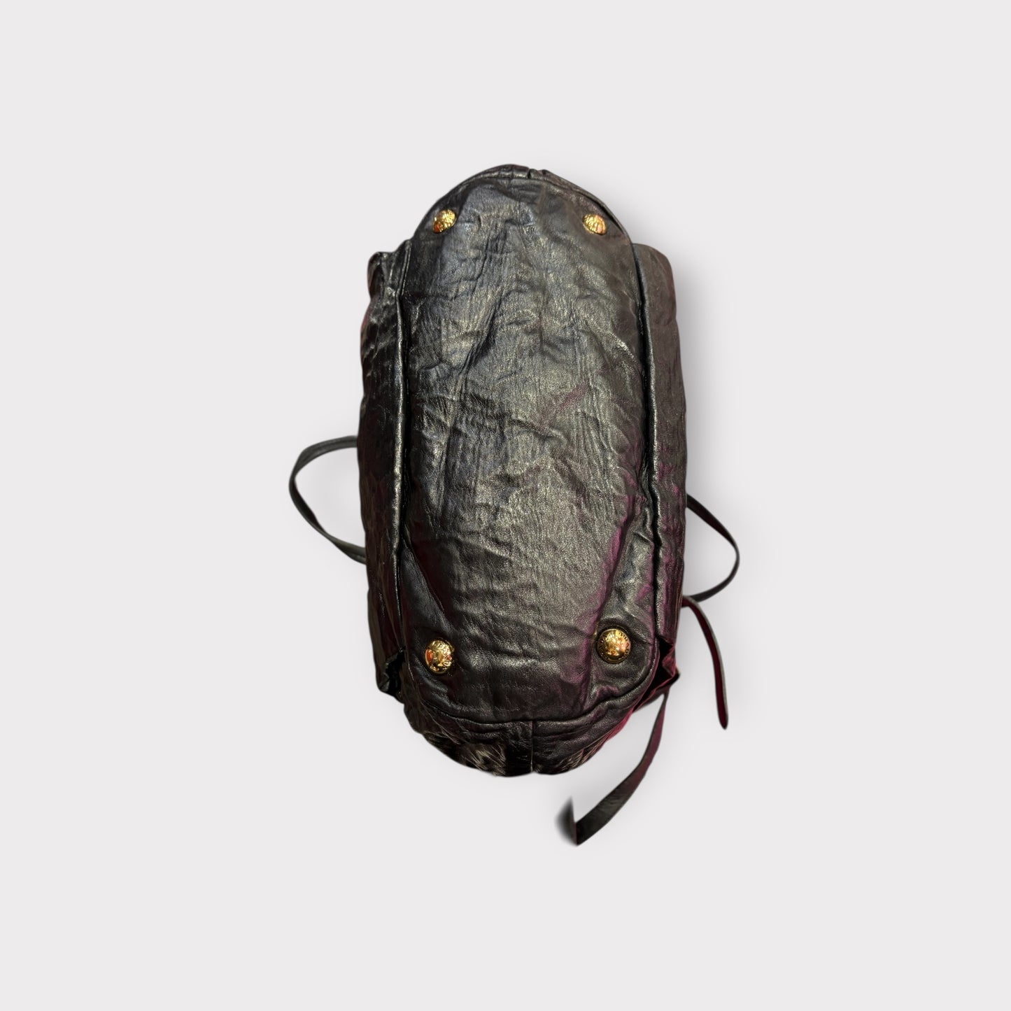 Prada – Sac cuir noir vintage à liens / froncé