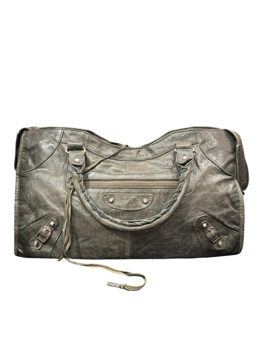 Sac Balenciaga – cuir gris métallisé (type City / Weekender)