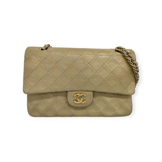 Sac Chanel Matelassé 25 Beige en Cuir d'Agneau